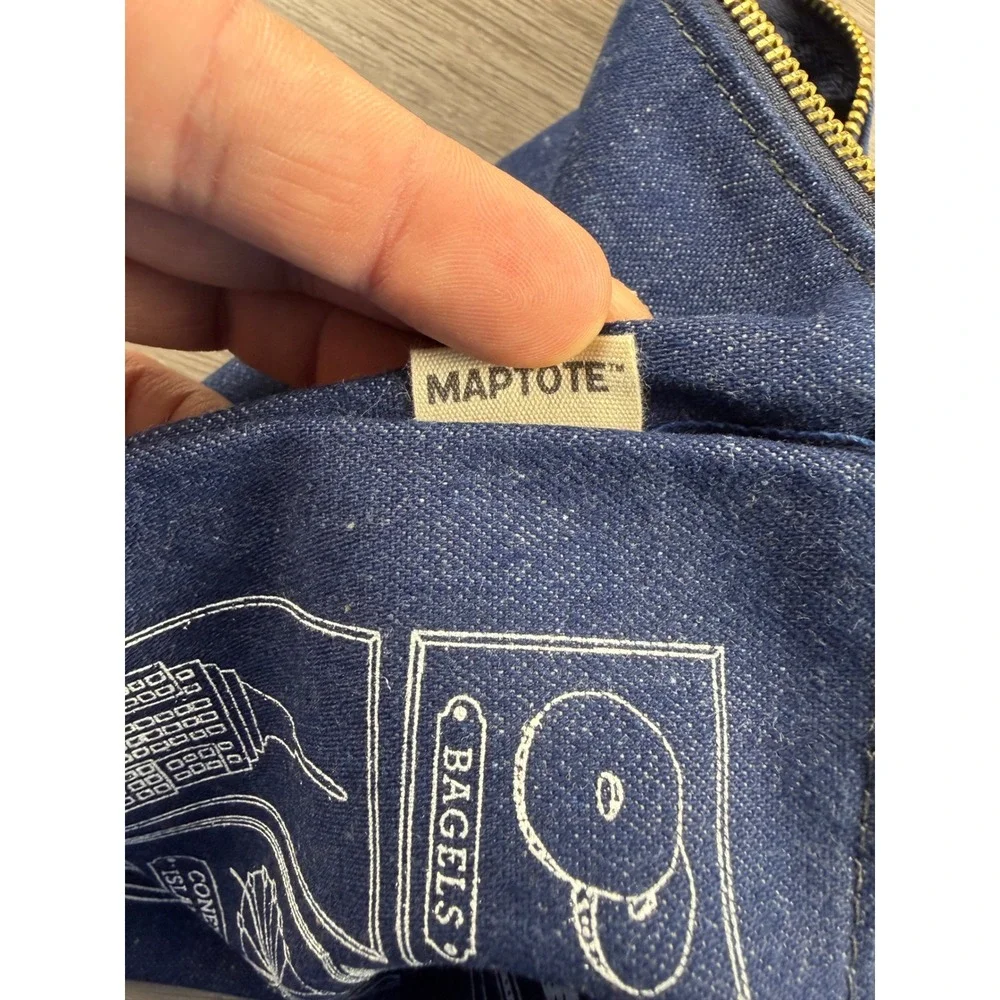 Maptote Unisex Pouch New York City Icon Graphic Denim Navy Blue OS
